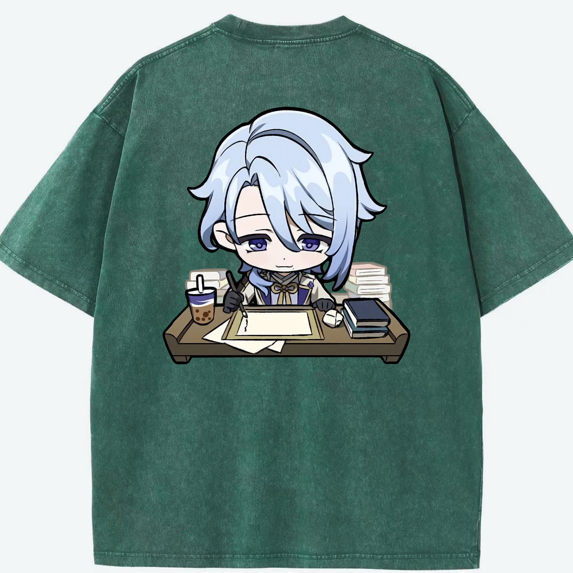 げんし神 神里綾人 かみさとあやと genshin Kamisato Ayato 綿100% ヴィンテージ風 半袖Tシャツ（背面プリント）
